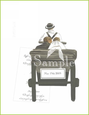 Marriage Carriage with antique white ribbon tag